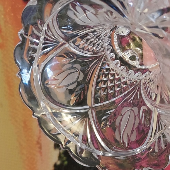 Vintage EAPG Footed Crystal Clear Glass Bowl Candy Dish with Rose Etchings - Picture 3 of 5